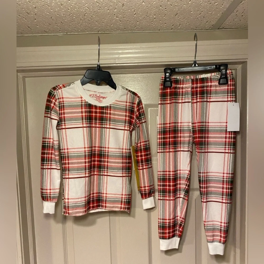 NWT PJ Salvage Girls Plaid Two Piece‎ Fitted Pajamas Holiday Cozy Soft Comfy